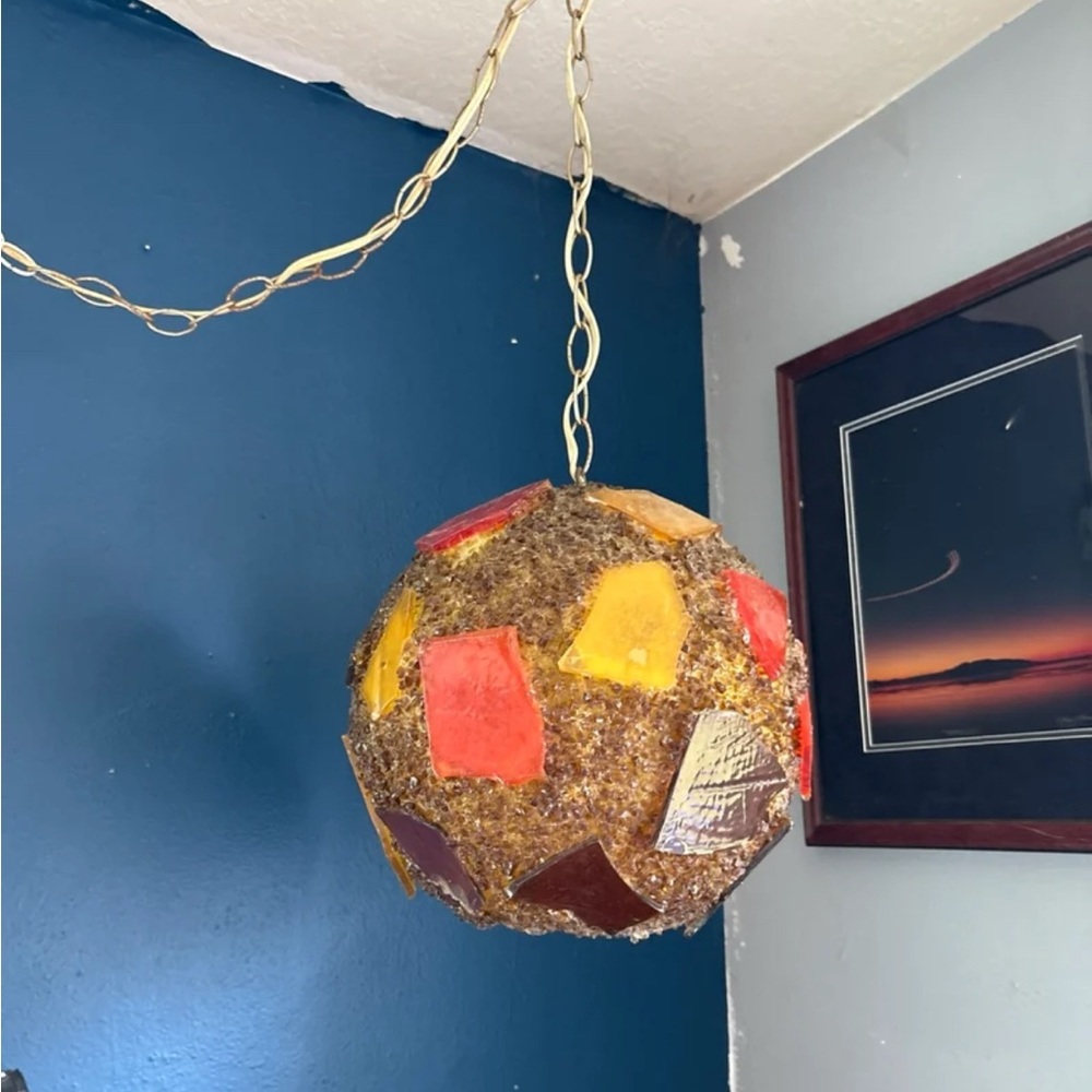 Vintage 1960's MCM Chunky Lucite Candy Swag Hanging Ball Lamp Mid Century Light - Picture 10 of 16